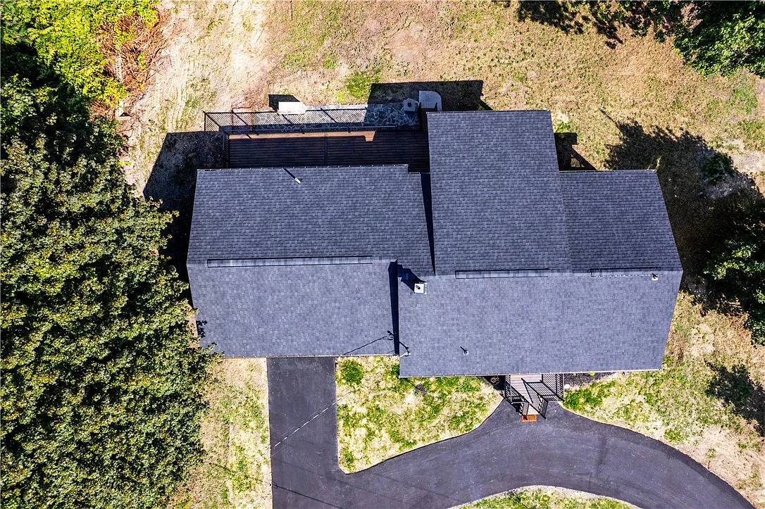 Aerial view of custom roof